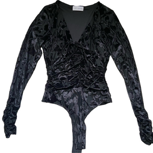 Lost + Wander Black Velvet Bodysuit NWOT
